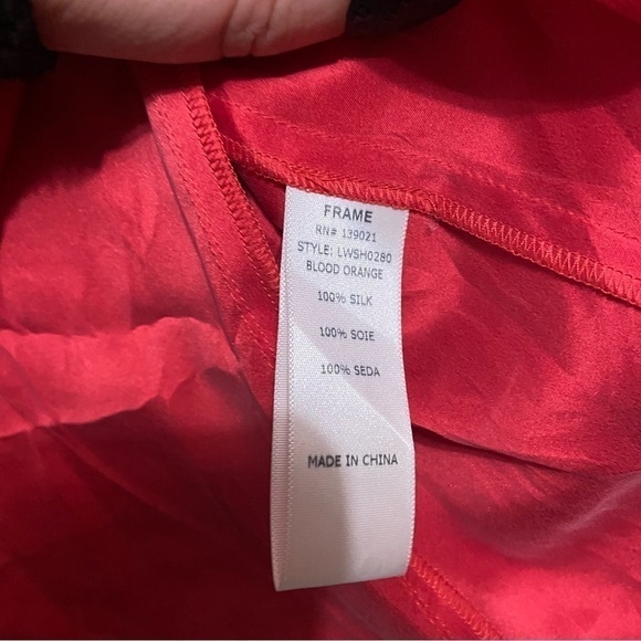 FRAME SZ LG 100% SILK LACE UP BLOUSE - Picture 4 of 6